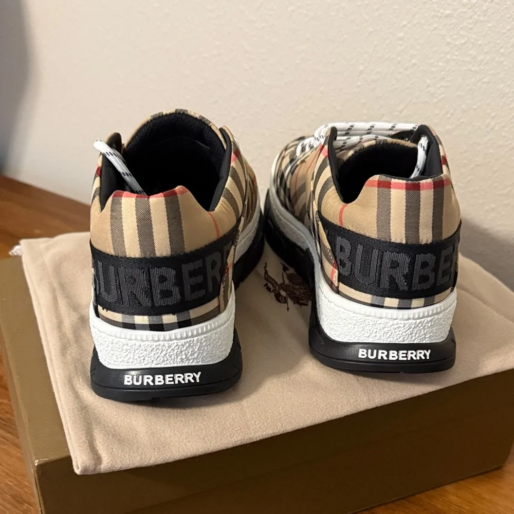Burberry Beige and Black Check Sneakers - Picture 5 of 8